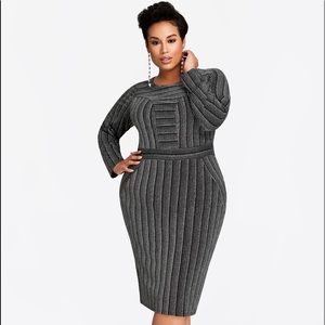Ashely Stewart long sleeved striped glitter dress